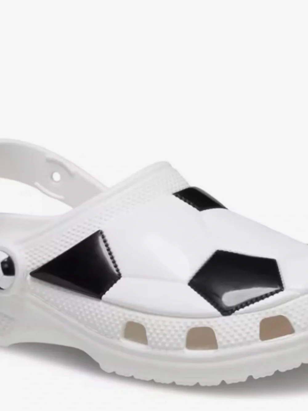 CROCS Kids White & Black Soccer Print Clogs